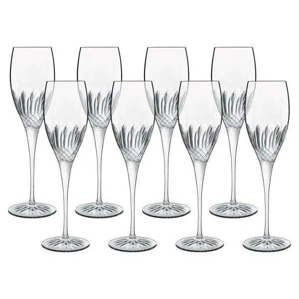 Luigi Bormioli Diamante Crystal Flute Glasses, 220ml, 8 Pack - Image 2