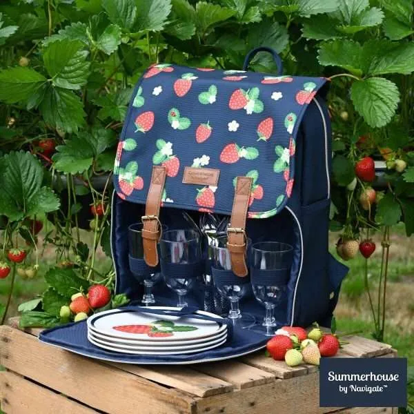 Navigate Strawberries and Cream 4 Person Picnic Backpack