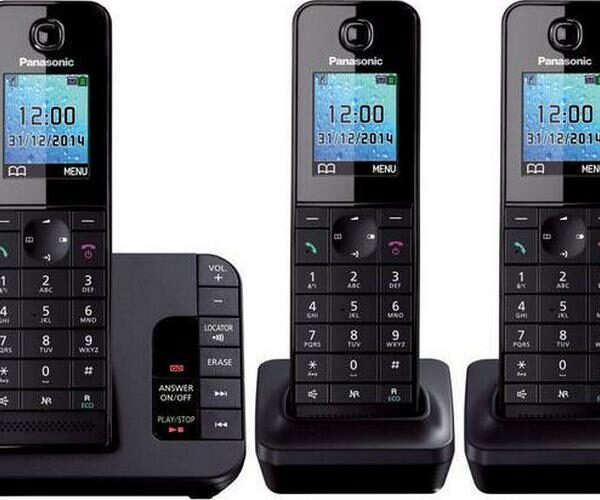 PANASONIC KX-TG8183EB Cordless Phone with Answering Machine - Triple Handsets, Black