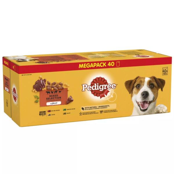 120 x 100g Pedigree Adult Wet Dog Food Pouches Mixed Selection in Jelly - Image 3