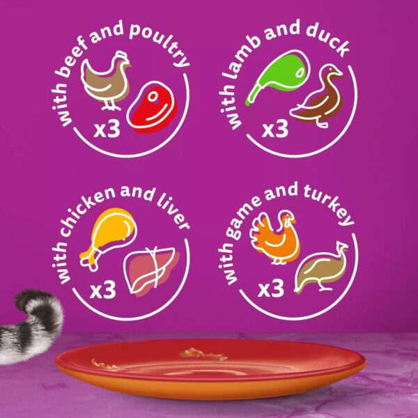 144 x 85g Whiskas 1+ Duo Meaty Combos Mixed Adult Wet Cat Food Pouches in Jelly - Image 8