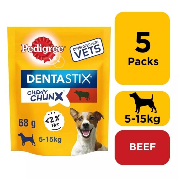 5 x 68g Pedigree Dentastix Chewy Chunx Mini Dog Treat Beef Flavour - Image 3