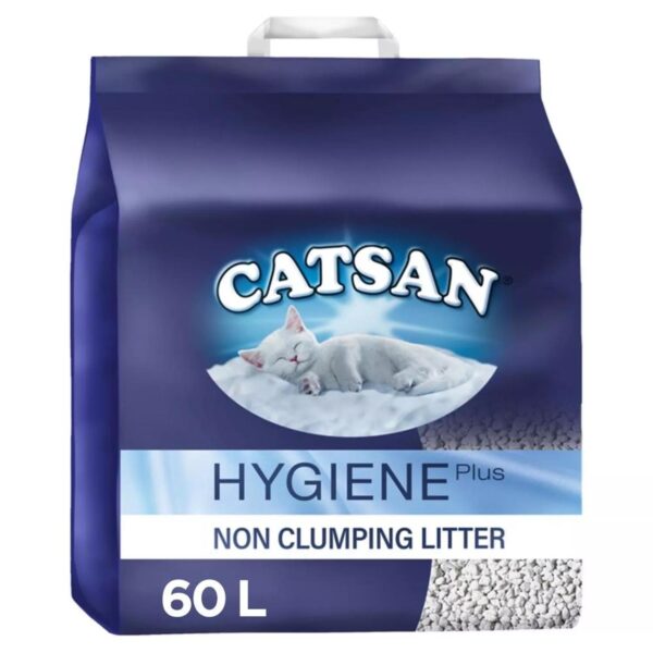 60L Catsan Hygiene Non Clumping Cat Litter 60 Litres Odour Control Kitten Litter