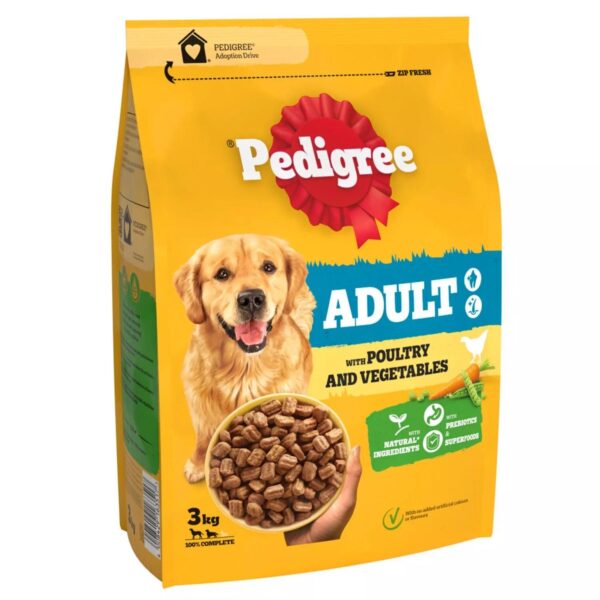 9 kg Pedigree Complete Adult Dry Dog Food Poultry and Vegetables Dog Biscuits - Image 2