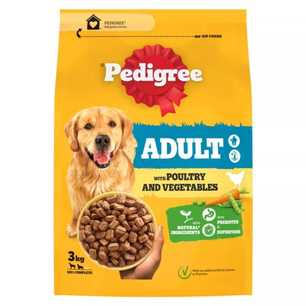 9 kg Pedigree Complete Adult Dry Dog Food Poultry and Vegetables Dog Biscuits - Image 4