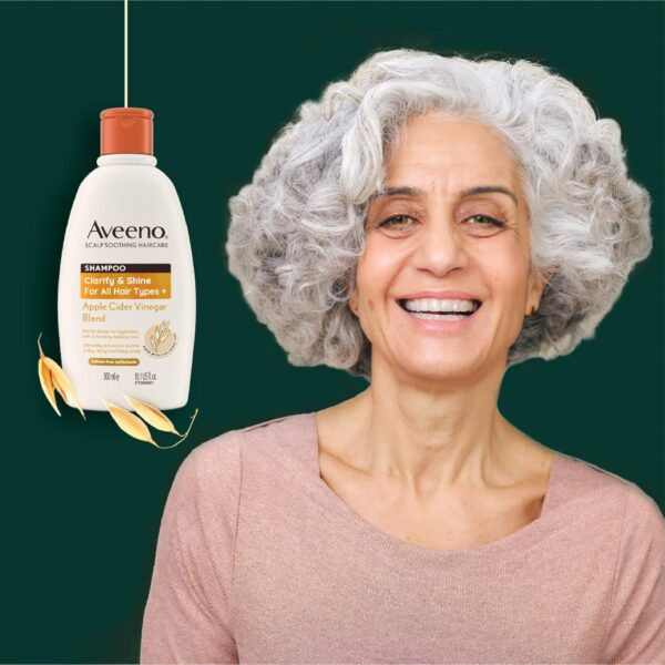 Aveeno Clarify and Shine Apple Cider Vinegar Scalp Soothing Conditioner for all Hair Types 300ml - Image 11