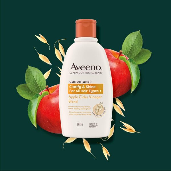 Aveeno Clarify and Shine Apple Cider Vinegar Scalp Soothing Conditioner for all Hair Types 300ml - Image 10