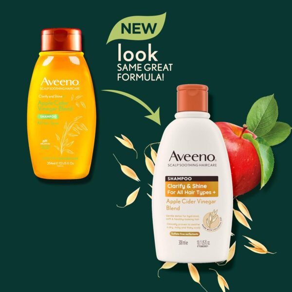 Aveeno Clarify and Shine Apple Cider Vinegar Scalp Soothing Conditioner for all Hair Types 300ml - Image 3