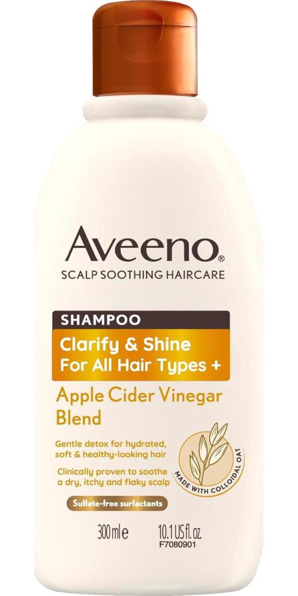 Aveeno Clarify and Shine Apple Cider Vinegar Scalp Soothing Shampoo for all Hair Types 300ml