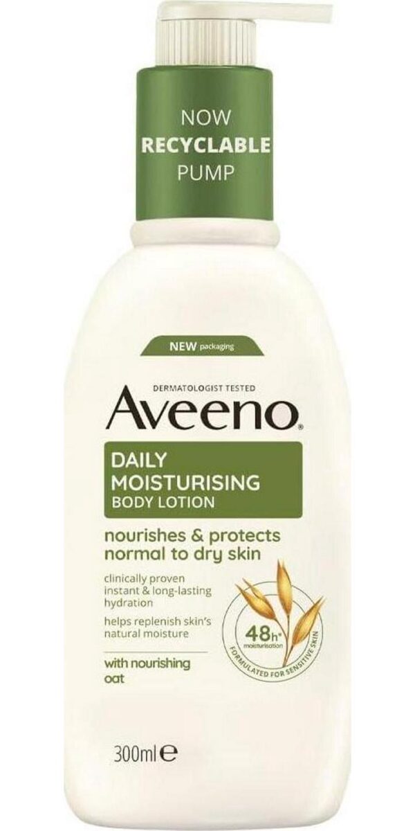 Aveeno Daily Moisturising Body Lotion, With Soothing Oats and Rich Emollients, Fragrance Free, 300ml