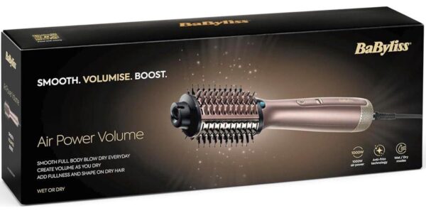 BaByliss Air Power Volume 2-in-1 Hair Dryer and Styler, Wet and Dry Modes, Smoothing Blow Dryer Brush with 3 Temperature Settings, Ionic, Ceramic, Gold - Image 12