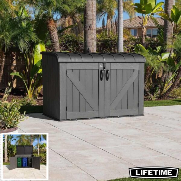 Lifetime 6ft 2  x 3ft 4  (1.9 x 1m) Horizontal 2,190 Litre Storage Shed in Grey - Model 60464E