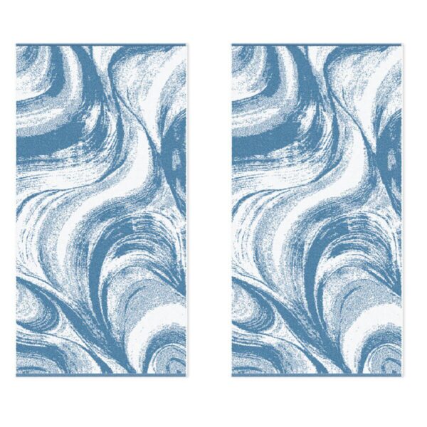 Loftex 100% Cotton Marble Spa Hand Towel, 2 pack in Blue - Image 2