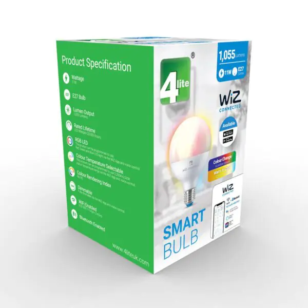 4lite WiZ Connected LED G95 E27 Colour Tuneable Smart Bulb, 2 Pack - Image 3