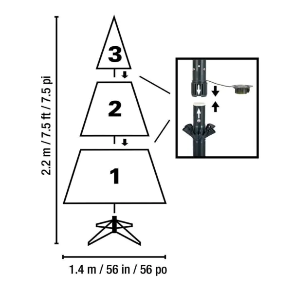 7ft 6 Inch (2.2m) Pre-Lit Aspen Artificial Christmas Tree with 1,850 Colour Changing Radiant Micro LED Lights - Image 3