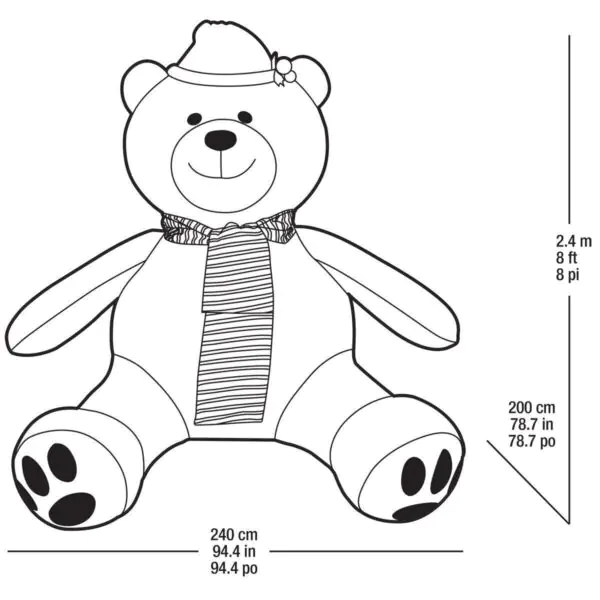 8ft (2.4m) Inflatable Teddy Bear with 192 LED Lights - Image 2