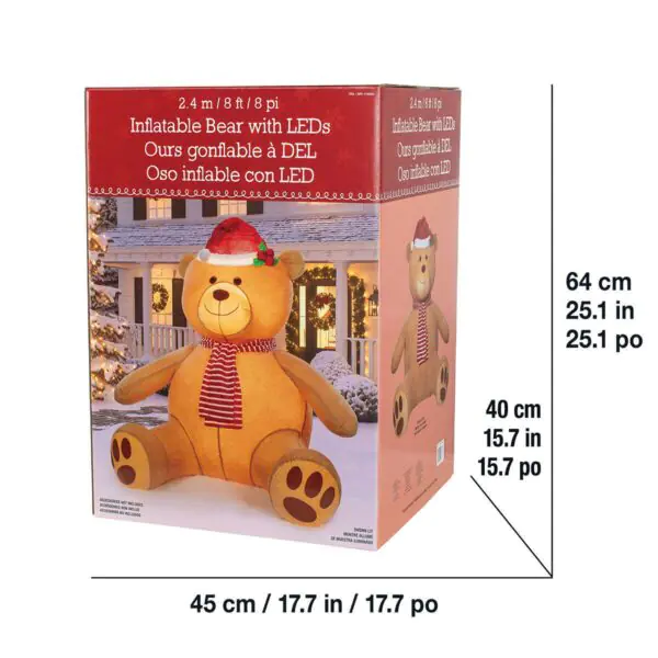 8ft (2.4m) Inflatable Teddy Bear with 192 LED Lights - Image 7