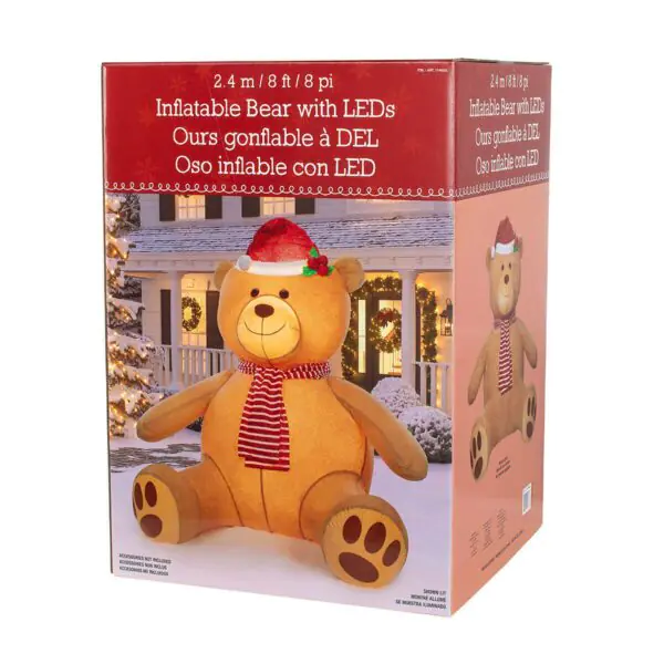 8ft (2.4m) Inflatable Teddy Bear with 192 LED Lights - Image 6