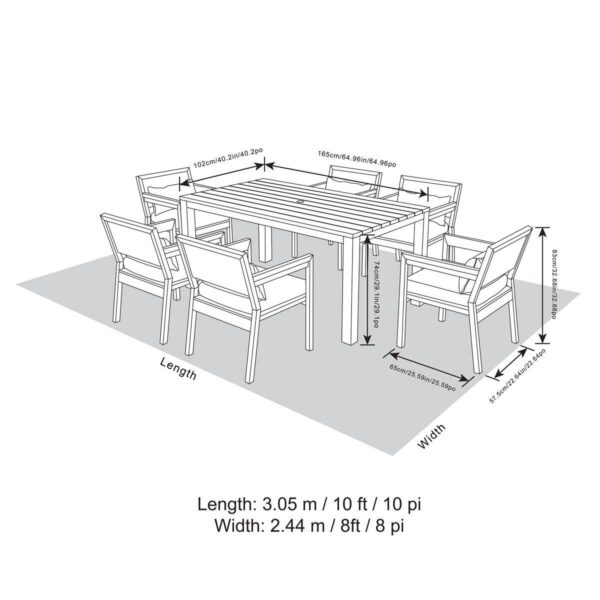 ATLeisure Maribela 7 Piece Cushioned Dining Set + Cover - Image 2