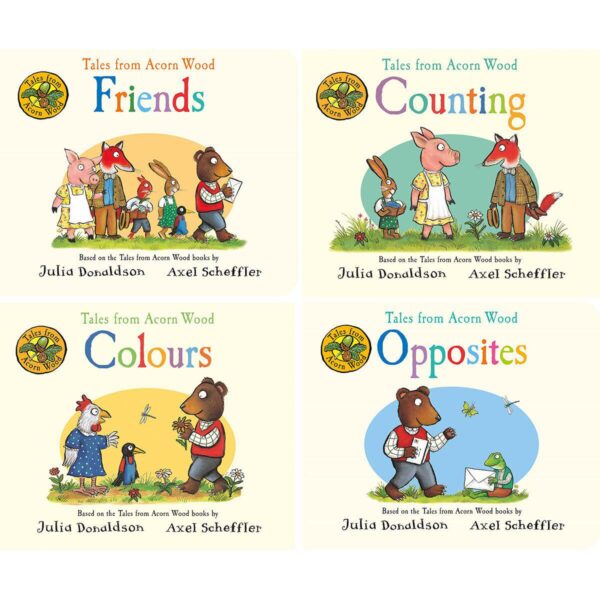 Acorn Woods First Concepts 4 Book Tray by Julia Donaldson and Axel Scheffler