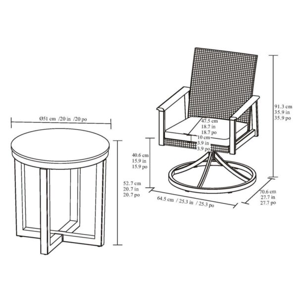 Agio McKinnon 3 Piece Woven Bistro Set + Cover - Image 2