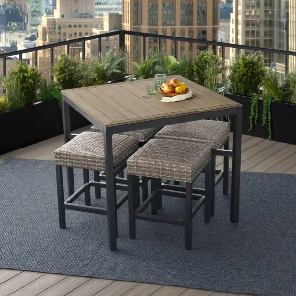 Agio Winlock 5 Piece Woven High Dining Set + Cover - Image 5