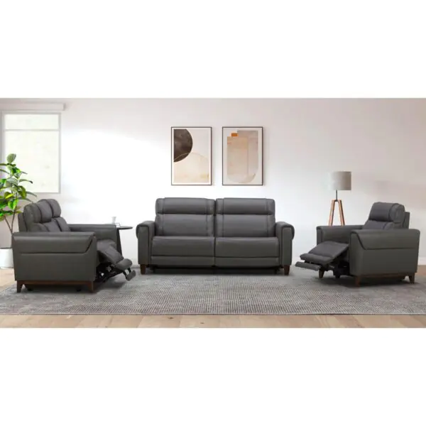 Aiden and Ivy Spencer Grey Leather Power Reclining 2 Seater Sofa - Image 8