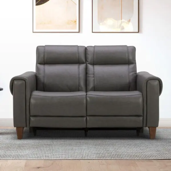 Aiden and Ivy Spencer Grey Leather Power Reclining 2 Seater Sofa