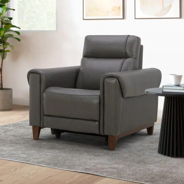 Aiden and Ivy Spencer Grey Leather Power Reclining Armchair