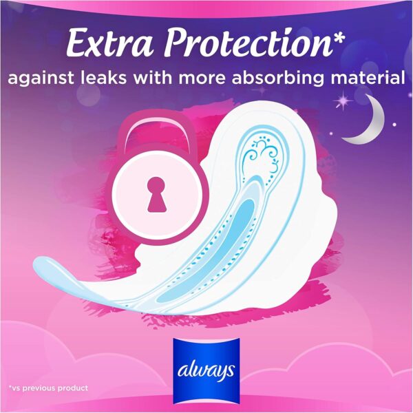 Always Sensitive Ultra Night Sanitary Towels with Wings, Size 3, 100 Towels (10 x 10 Packs) - Image 2