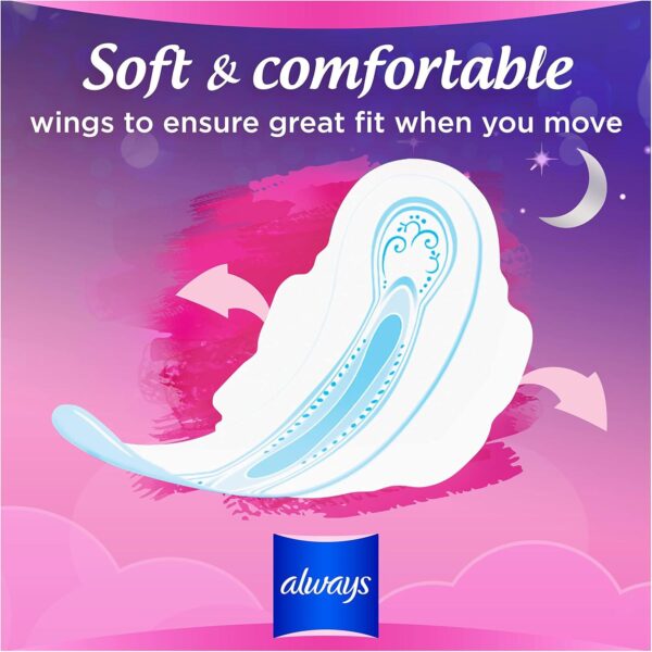 Always Sensitive Ultra Night Sanitary Towels with Wings, Size 3, 100 Towels (10 x 10 Packs) - Image 4