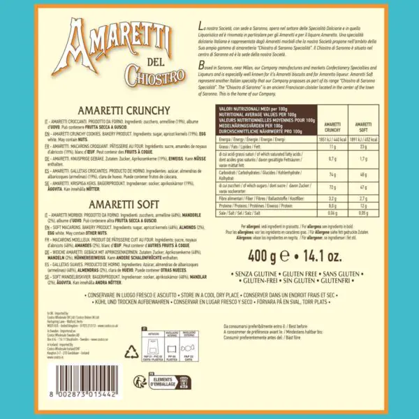 Amaretti Del Chiostro Crunchy and Soft Cookies, 400g - Image 2