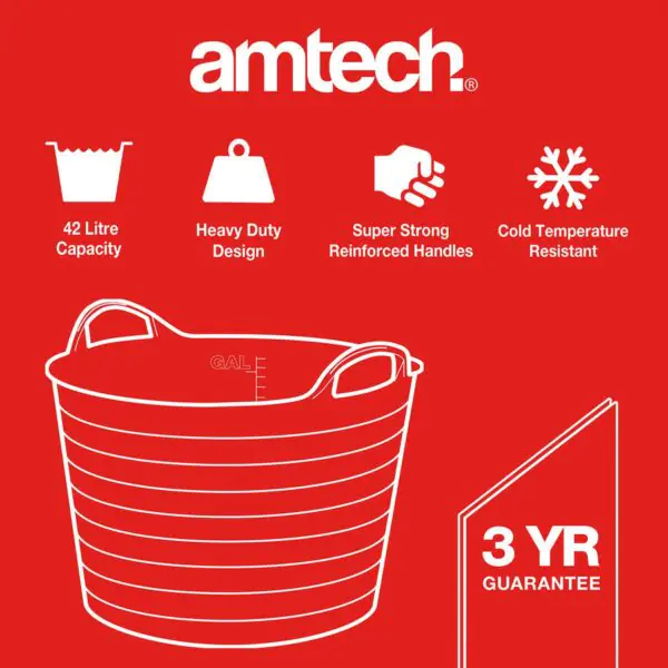 Amtech 42L Flexitub 4 pack in 4 colours Yellow, Red, Blue, Green (1 of each colour) - Image 3