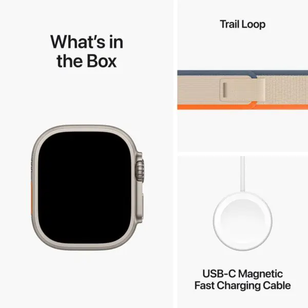 Apple Watch Ultra 2 GPS + Cellular, 49mm Titanium Case with Orange/Beige Trail Loop - Image 3