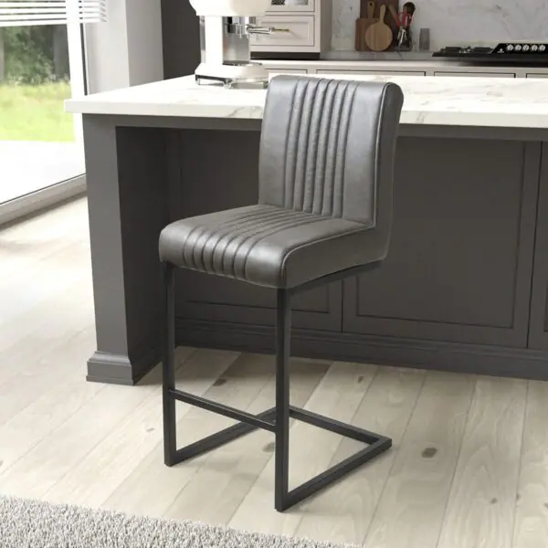 Archer Grey Faux Leather Cantilever Bar Stool, 2 Pack