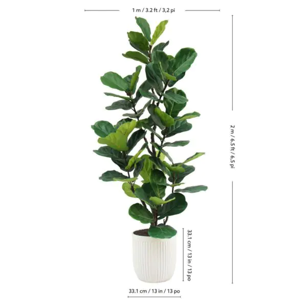 Artificial 6.5ft Fiddle Fig Tree in Planter - Image 2