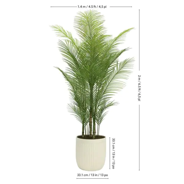 Artificial 6.5ft Palm Tree in Ribbed Planter - Image 2