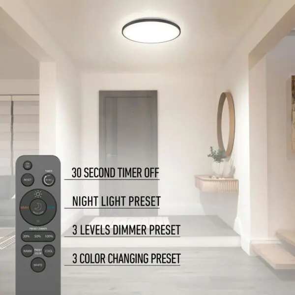 Artika Europa 21  LED Flush mount with Remote in Black - Image 4