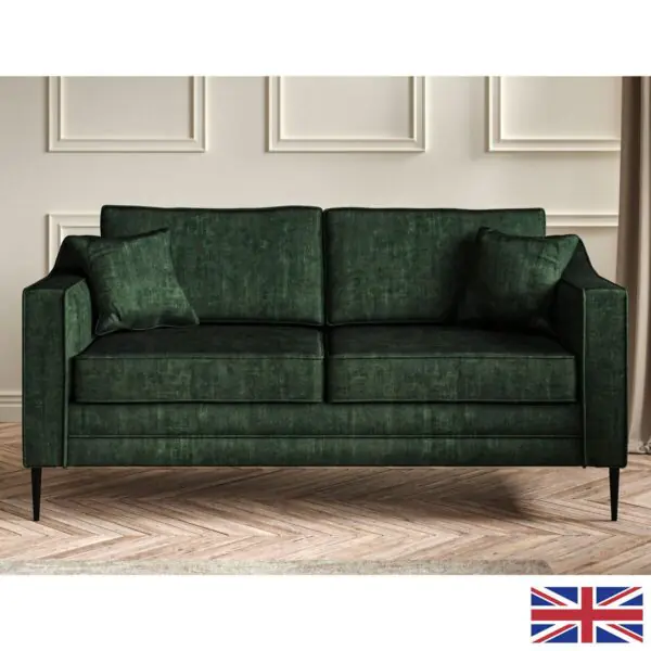 Aspen Green Velvet Large 2 Seater Sofa