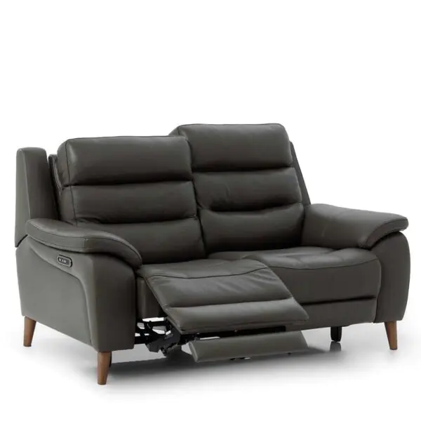 Ava Dark Grey Leather Power Reclining Large 2 Seater Sofa - Image 6