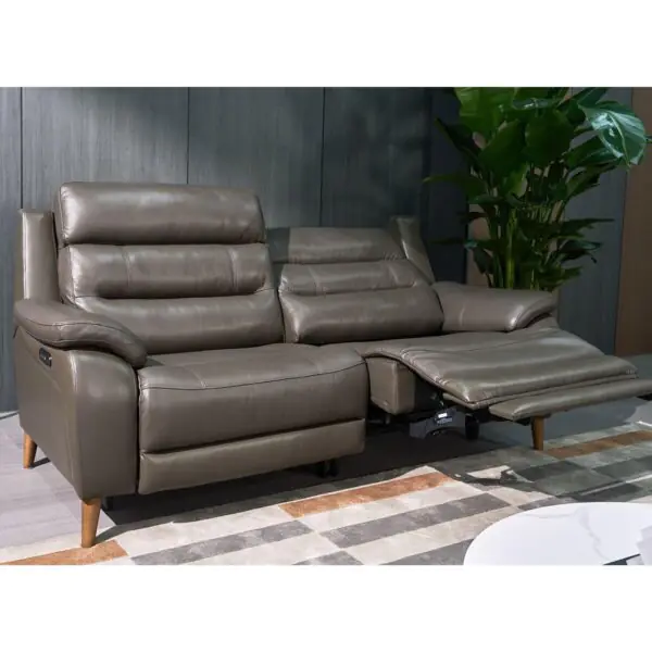 Ava Dark Grey Leather Power Reclining Large 2 Seater Sofa - Image 3