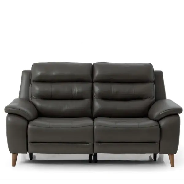 Ava Dark Grey Leather Power Reclining Large 2 Seater Sofa - Image 5