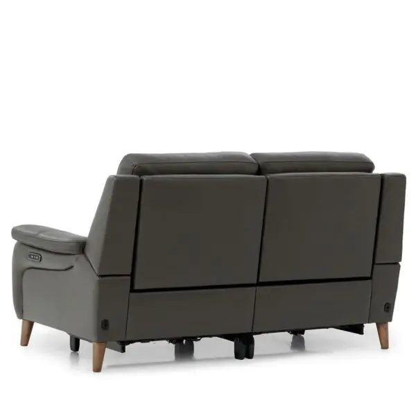 Ava Dark Grey Leather Power Reclining Large 2 Seater Sofa - Image 7