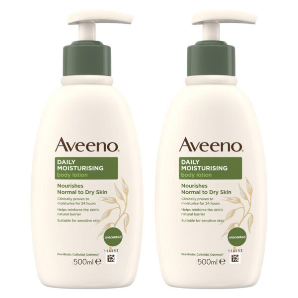 Aveeno Daily Moisturising Body Lotion, 2 x 500ml