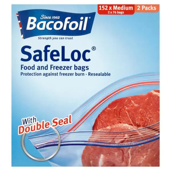 Bacofoil Safeloc Food and Freezer Medium Bags,152 Pack - Image 4