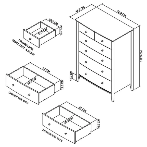 Bentley Designs Whitby Scandi Oak and Grey 6 Drawer Chest of Drawers - Image 2