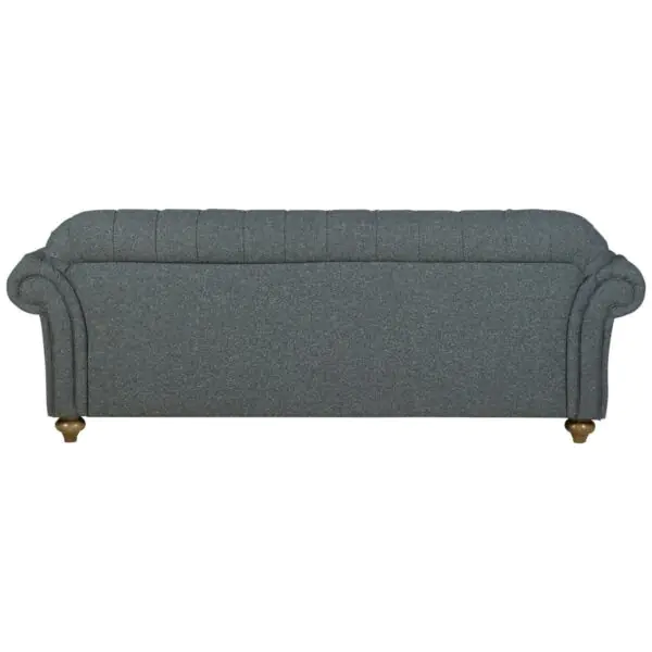 Bordeaux Button Back Blue Fabric 3 Seater Sofa - Image 5