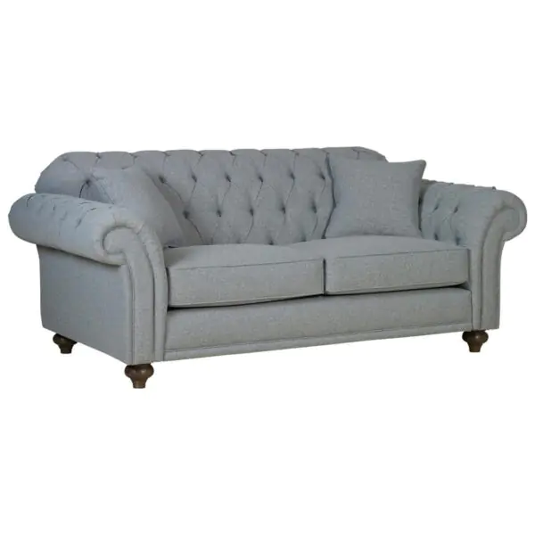 Bordeaux Button Back Grey Fabric 2 Seater Sofa - Image 3