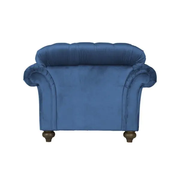 Bordeaux Button Back Blue Velvet Armchair - Image 3