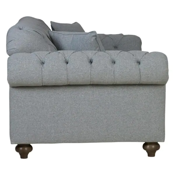 Bordeaux Button Back Grey Fabric 2 Seater Sofa - Image 4